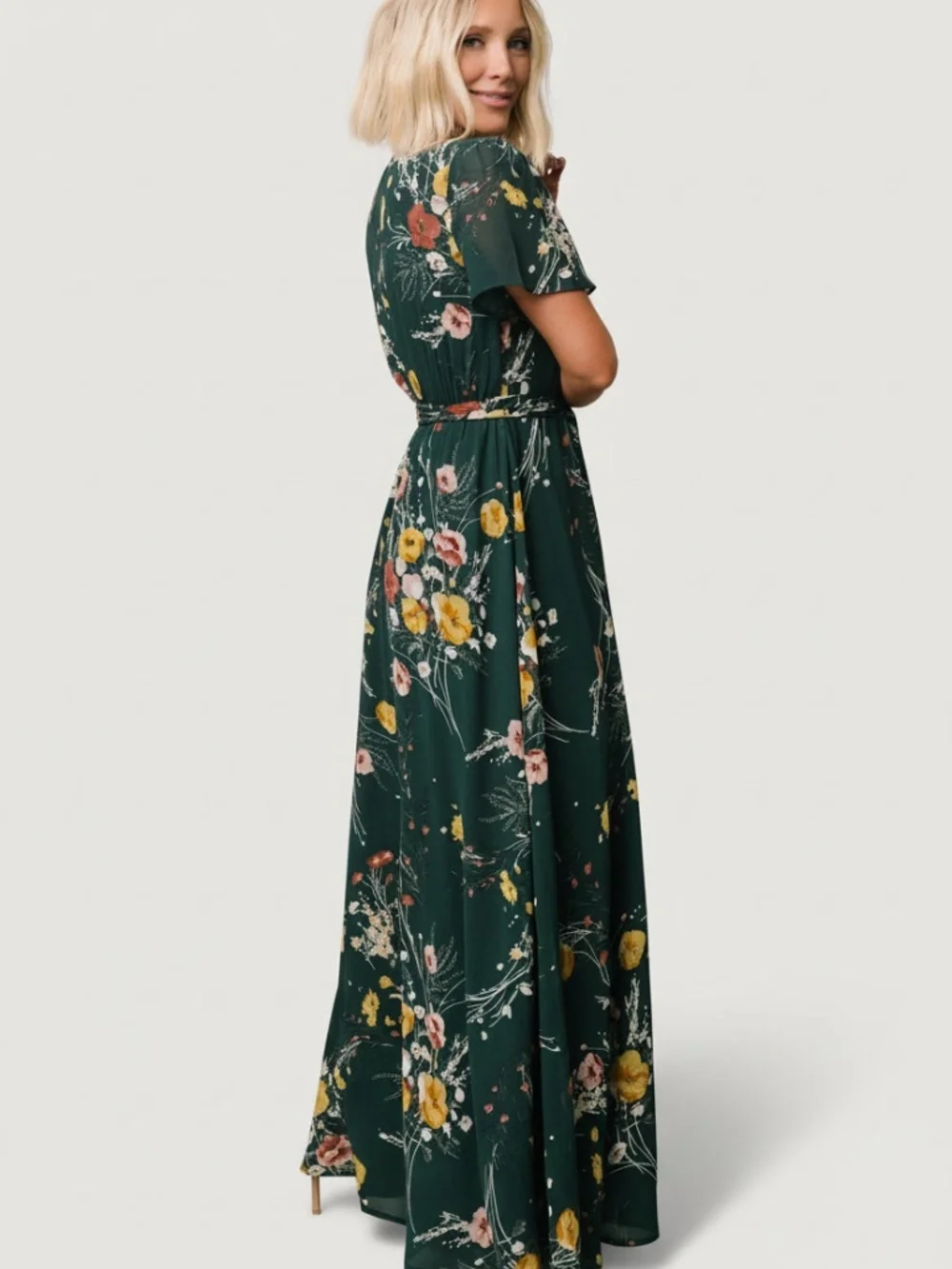 Baltic Born Naomi Short Sleeve Maxi Dress | Dark Green Floral Size 1XL1XL - Picture 5 of 5